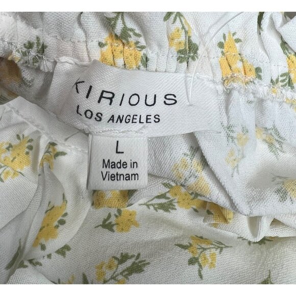 Kirious Los Angeles Yellow Floral Print Sleeveless Ruffle Crop Top Tie Large - Picture 4 of 9